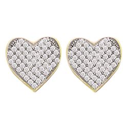 0.10 CTW Diamond Heart Screwback Earrings 10KT Yellow Gold - REF-10Y5X