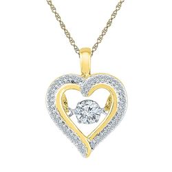 0.25 CTW Moving Twinkle Diamond Heart Outline Pendant 10KT Yellow Gold - REF-30H2M