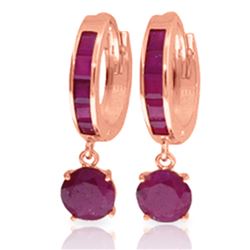 Genuine 3.3 ctw Ruby Earrings Jewelry 14KT Rose Gold - REF-59T2A