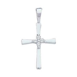 0.05 CTW Diamond Cluster Small Cross Pendant 14KT White Gold - REF-7K4W