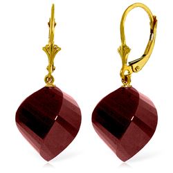 Genuine 30.5 ctw Ruby Earrings Jewelry 14KT Yellow Gold - REF-44T4A