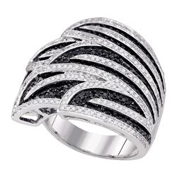 1.38 CTW Black Color Diamond Wide Fashion Ring 10KT White Gold - REF-104W9K