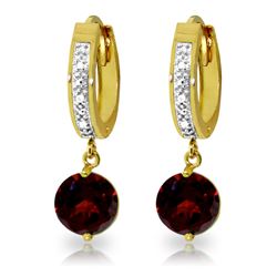 Genuine 2.53 ctw Garnet & Diamond Earrings Jewelry 14KT Yellow Gold - REF-54K6V