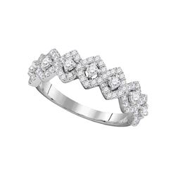 0.99 CTW Diamond Diagonal Square Single Row Ring 14KT White Gold - REF-104H9M