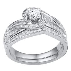 0.50 CTW Diamond Swirl Bridal Engagement Ring 10KT White Gold - REF-64H4M