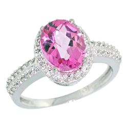 Natural 1.91 ctw Pink-topaz & Diamond Engagement Ring 14K White Gold - REF-41Z3Y