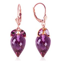 Genuine 20 ctw Amethyst Earrings Jewelry 14KT Rose Gold - REF-51A8K