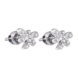 0.10 CTW Diamond Butterfly Dragonfly Bug Stud Earrings 10KT White Gold - REF-13N4F