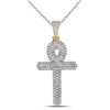 Image 1 : 0.40 CTW Mens Diamond Ankh Cross Charm Pendant 10KT Yellow Gold - REF-41W9K