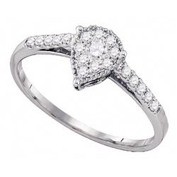 0.26 CTW Diamond Teardrop Ring 10KT White Gold - REF-19N4F