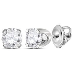 0.49 CTW Diamond Solitaire Stud Earrings 14KT White Gold - REF-52F4N