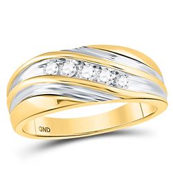 0.25 CTW Mens Diamond Wedding Anniversary Ring 10KT Yellow Two-tone Gold - REF-30M2H