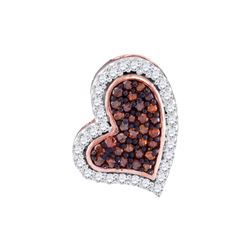 0.14 CTW Red Color Diamond Heart Pendant 10KT Rose Gold - REF-14K9W