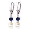 Genuine 5.2 ctw Sapphire & Pearl Earrings Jewelry 14KT White Gold - REF-39W8Y
