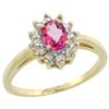 Natural 0.67 ctw Pink-topaz & Diamond Engagement Ring 14K Yellow Gold - REF-48A6V