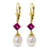 Genuine 9.5 ctw Pink Topaz Earrings Jewelry 14KT Yellow Gold - REF-25Y6F