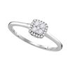 0.22 CTW Diamond Halo Cluster Bridal Engagement Ring 10KT White Gold - REF-19K4W