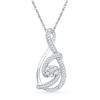 Image 1 : 0.25 CTW Diamond Cradled Cluster Teardrop Pendant 10KT White Gold - REF-19Y4X