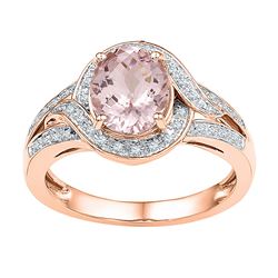 1.63 CTW Oval Natural Morganite Solitaire Diamond Ring 10KT Rose Gold - REF-67W4K