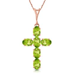 Genuine 1.50 ctw Peridot Necklace Jewelry 14KT Rose Gold - REF-32A8K