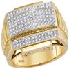 0.51 CTW Mens Diamond Arched Ribbed Sides Cluster Ring 10KT Yellow Gold - REF-82H4M