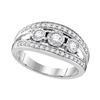 0.50 CTW Diamond 3-stone Bridal Engagement Ring 10KT White Gold - REF-64K4W