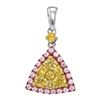 Image 1 : 0.67 CTW Yellow Pink Diamond Triangle Cluster Pendant 14KT White Gold - REF-82X4Y