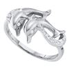 0.05 CTW Diamond Double Dolphin Ring 10KT White Gold - REF-12N2F