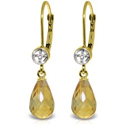 Genuine 4.53 ctw Citrine & Diamond Earrings Jewelry 14KT Yellow Gold - REF-29F3Z