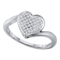 0.10 CTW Diamond Heart Love Cluster Ring 10KT White Gold - REF-14K9W