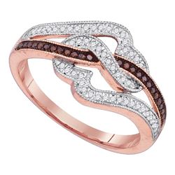 0.25 CTW Red Color Diamond Heart Ring 10KT Rose Gold - REF-32Y9X