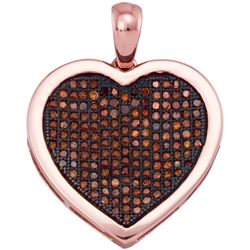 0.50 CTW Red Color Diamond Heart Love Cluster Pendant 10KT Rose Gold - REF-43Y4X