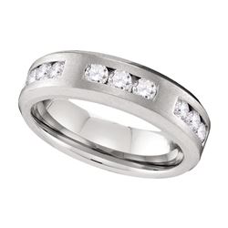 1 CTW Mens Diamond Wedding Anniversary Ring 10KT White Gold - REF-127N4F