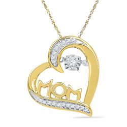 0.10 CTW Diamond Mom Mother Heart Love Pendant 10KT Yellow Gold - REF-19N4F