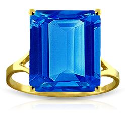 Genuine 7 ctw Blue Topaz Ring Jewelry 14KT Yellow Gold - REF-44F3Z