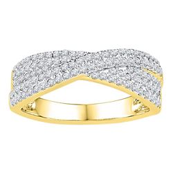 0.50 CTW Diamond Crossover Ring 10KT Yellow Gold - REF-37H5M