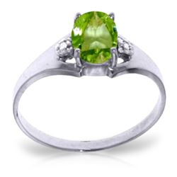 Genuine 0.76 ctw Peridot & Diamond Ring Jewelry 14KT White Gold - REF-20A8K