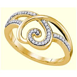 0.15 CTW Diamond Heart Love Ring 10KT Yellow Gold - REF-20Y9X