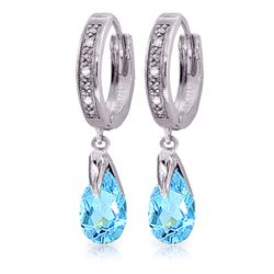 Genuine 2.53 ctw Blue Topaz & Diamond Earrings Jewelry 14KT White Gold - REF-58P2H