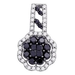 1.17 CTW Princess Black Color Diamond Fashion Pendant 10KT White Gold - REF-37W5K