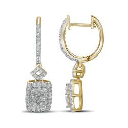 0.82 CTW Diamond Rectangle Dangle Hoop Earrings 14KT Yellow Gold - REF-109Y4X