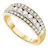 Image 1 : 0.70 CTW Diamond Triple Row Ring 14KT Yellow Gold - REF-89W9K