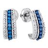 Image 1 : 0.33 CTW Blue Color Diamond Half J Hoop Earrings 10KT White Gold - REF-26H9M