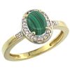 Image 1 : Natural 0.83 ctw Malachite & Diamond Engagement Ring 14K Yellow Gold - REF-30A2V