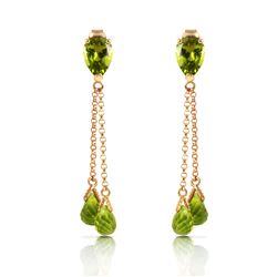 Genuine 7.5 ctw Peridot Earrings Jewelry 14KT Rose Gold - REF-39F3Z