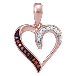 0.05 CTW Red Color Diamond Heart Love Pendant 10KT Rose Gold - REF-8H9M