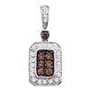 Image 1 : 0.25 CTW Cognac-brown Color Diamond Rectangle Cluster Pendant 10KT White Gold - REF-25Y4X