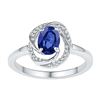 Image 1 : 0.07 CTW Oval Created Blue Sapphire Solitaire Diamond Ring 10KT White Gold - REF-14W9K