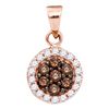 Image 1 : 0.40 CTW Cognac-brown Color Diamond Flower Cluster Pendant 10KT Rose Gold - REF-19H4M