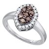 Image 1 : 0.50 CTW Cognac-brown Color Cluster Oval-shape Diamond Ring 10KT White Gold - REF-37Y5X